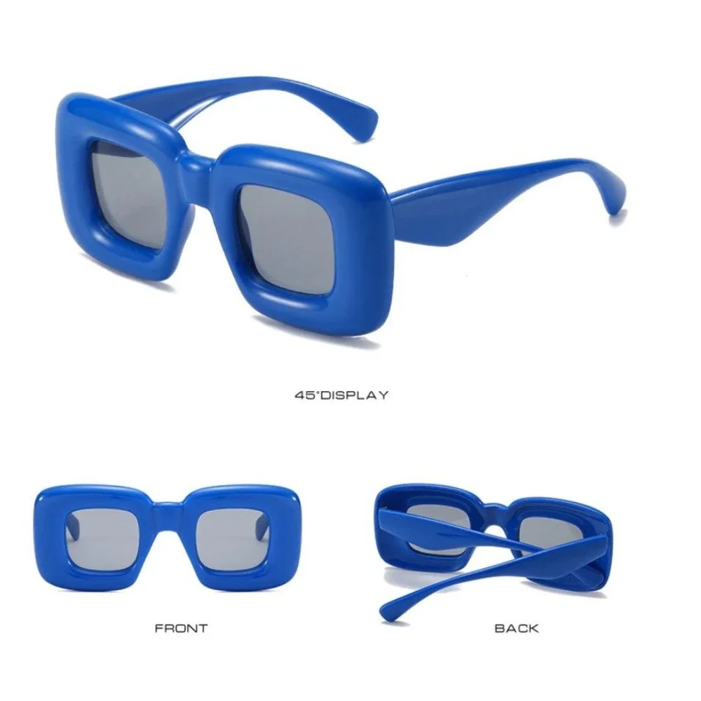 Square Blue Bold Sunglasses Women Fashion Statement Sun‎ Glasses Thick Frame New